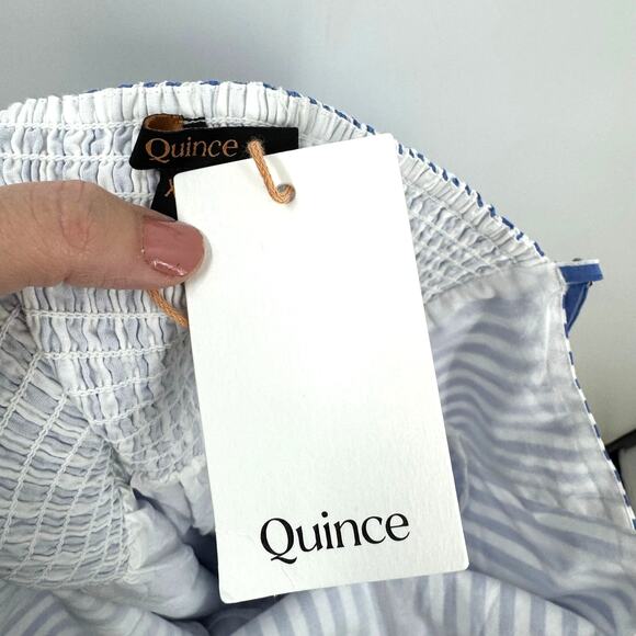 NEW Quince Maxi Dress Size XL Azure Stripe 100% Organic Cotton Sustainable - Picture 10 of 11